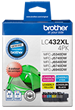 Brother LC432XL4PKS 4-Pack High Yield Ink Cartridge containing Black, Cyan, Magenta, and Yellow